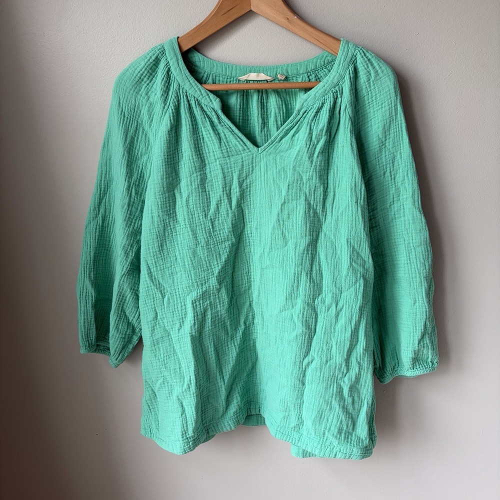 Soft Surroundings‎ Blain Gauze Pullover Women's Green Top Blouse Size Large